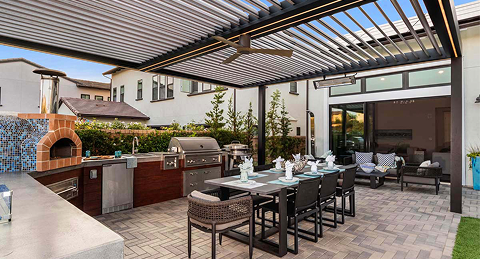 Aquasoltech showcasing design versatility of aluminum patio covers and architectural metal solutions in San Diego, highlighting customizable styles that enhance outdoor living spaces.