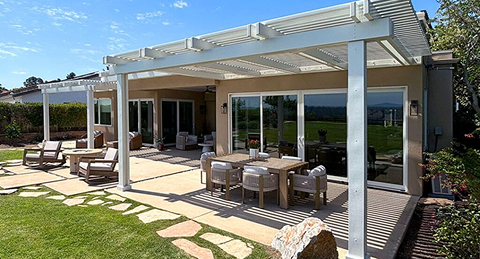 Aquasoltech highlighting the low‑maintenance benefits of custom aluminum patio covers and seamless gutter systems in San Diego, showing durable exterior products that require minimal upkeep.
