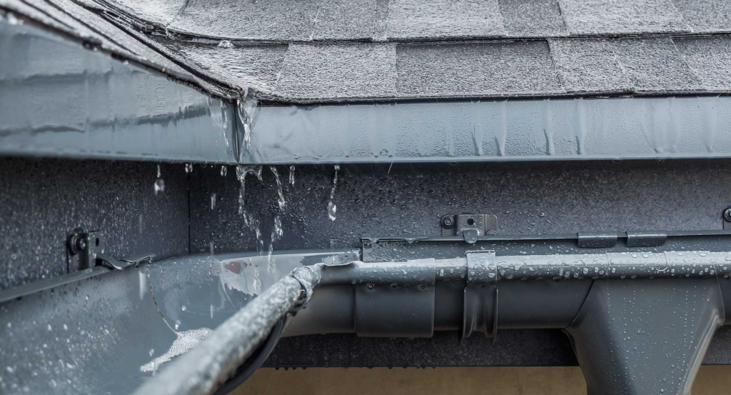 Aquasoltech illustration comparing a home with and without seamless gutters in San Diego, dispelling the misconception that it doesn’t rain enough in SoCal to need professional gutter installation.